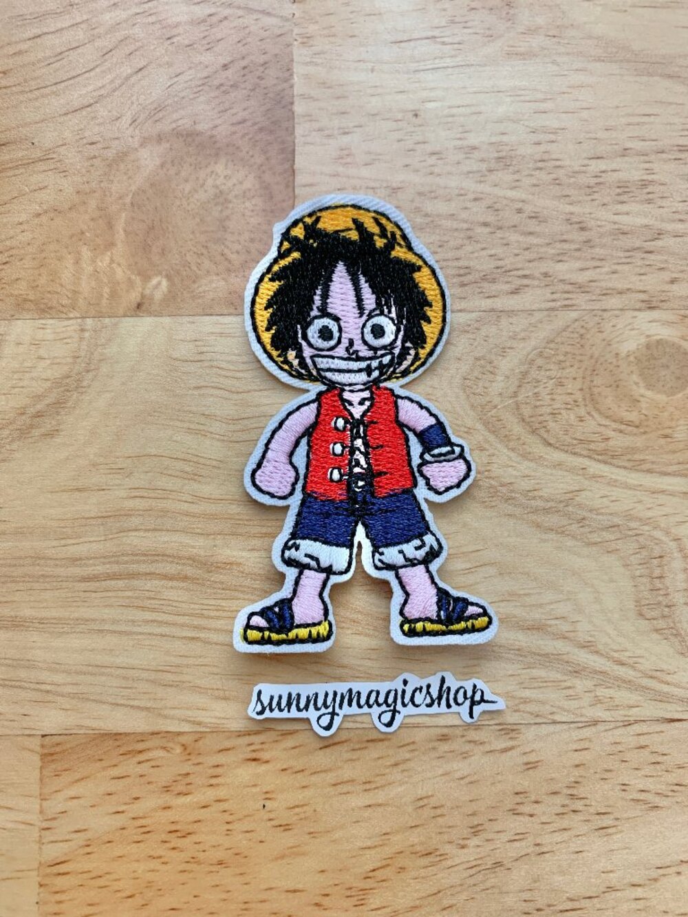 One Piece Anime Embroidered Patch Young Strawhat Monkey D Luffy Chibi Cute
